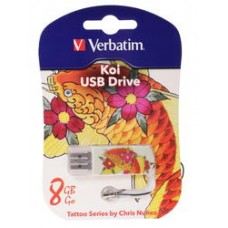 Флеш Диск Verbatim 8GB Mini Tattoo Edition, USB 2.0, Рыба