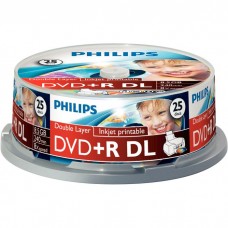 DVD+R Philips 8.5Gb 8x 1шт., Double Layer, Printable, Cake Box (DR8I8B25F/97)