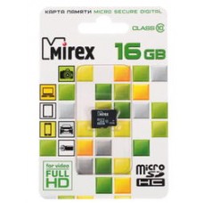 Флеш Карта MicroSD 16GB Mirex MicroSD Class 10